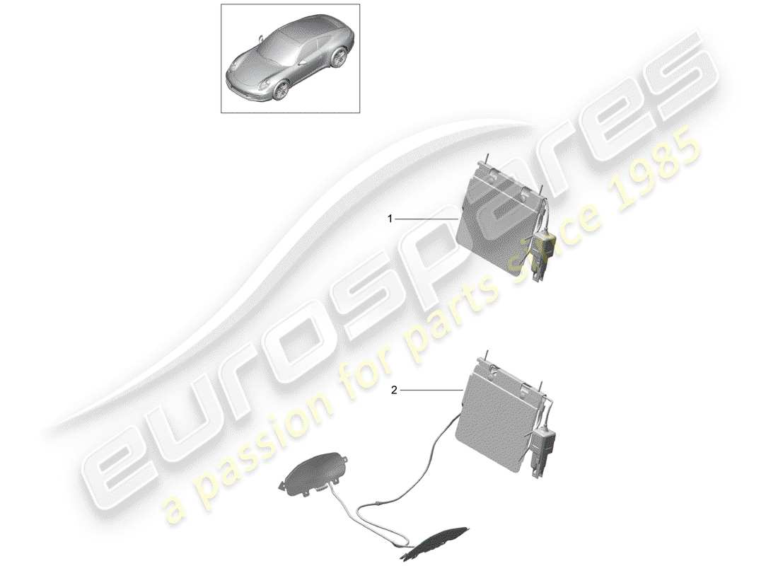 porsche 991 (2013) lumbar support part diagram