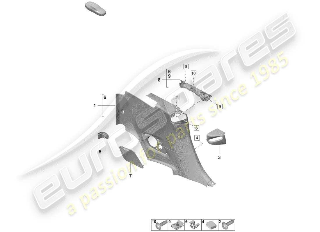 porsche 2019 (992-1) quarter trim panel part diagram