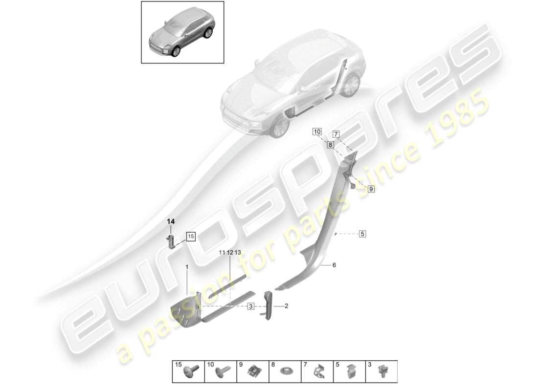 porsche 2019 (macan) sill trim strip lower sill inner accessories part diagram