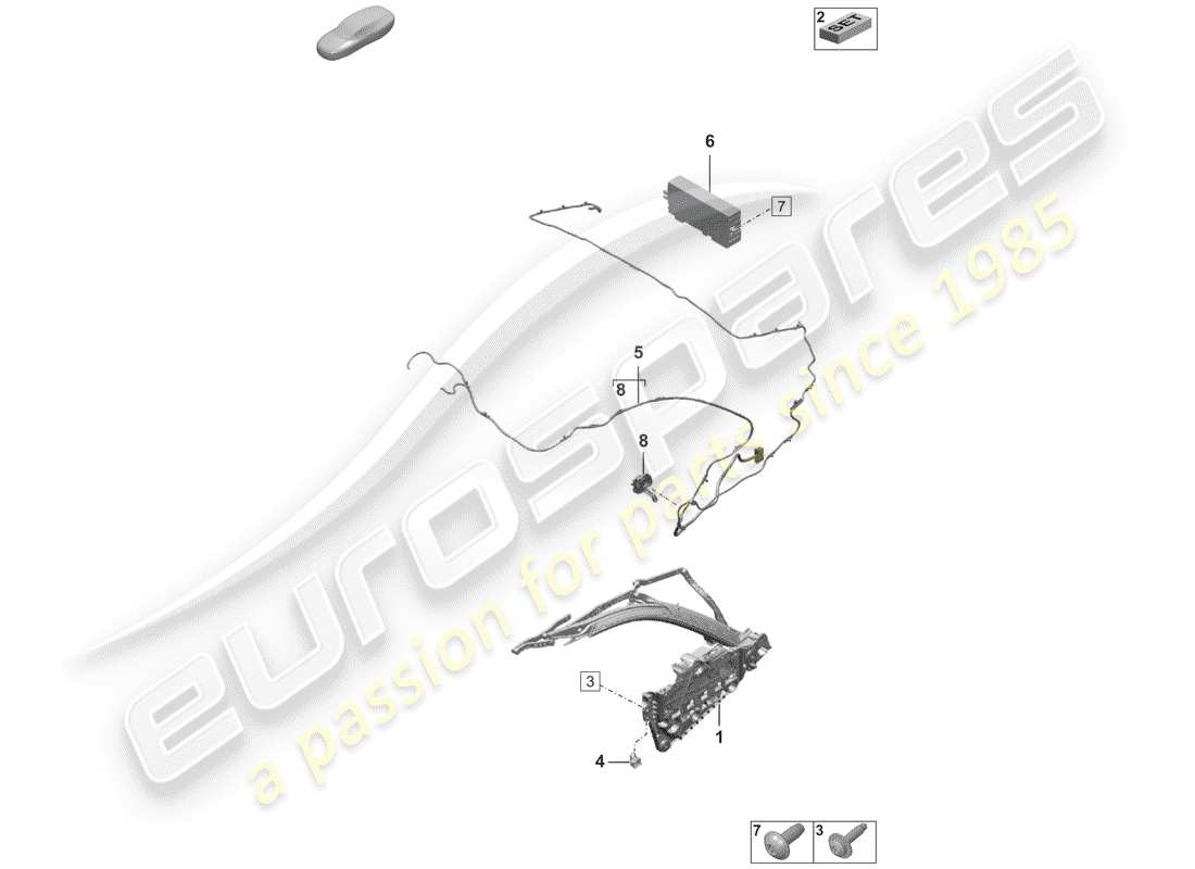 porsche 2019 (992-1) top frame part diagram