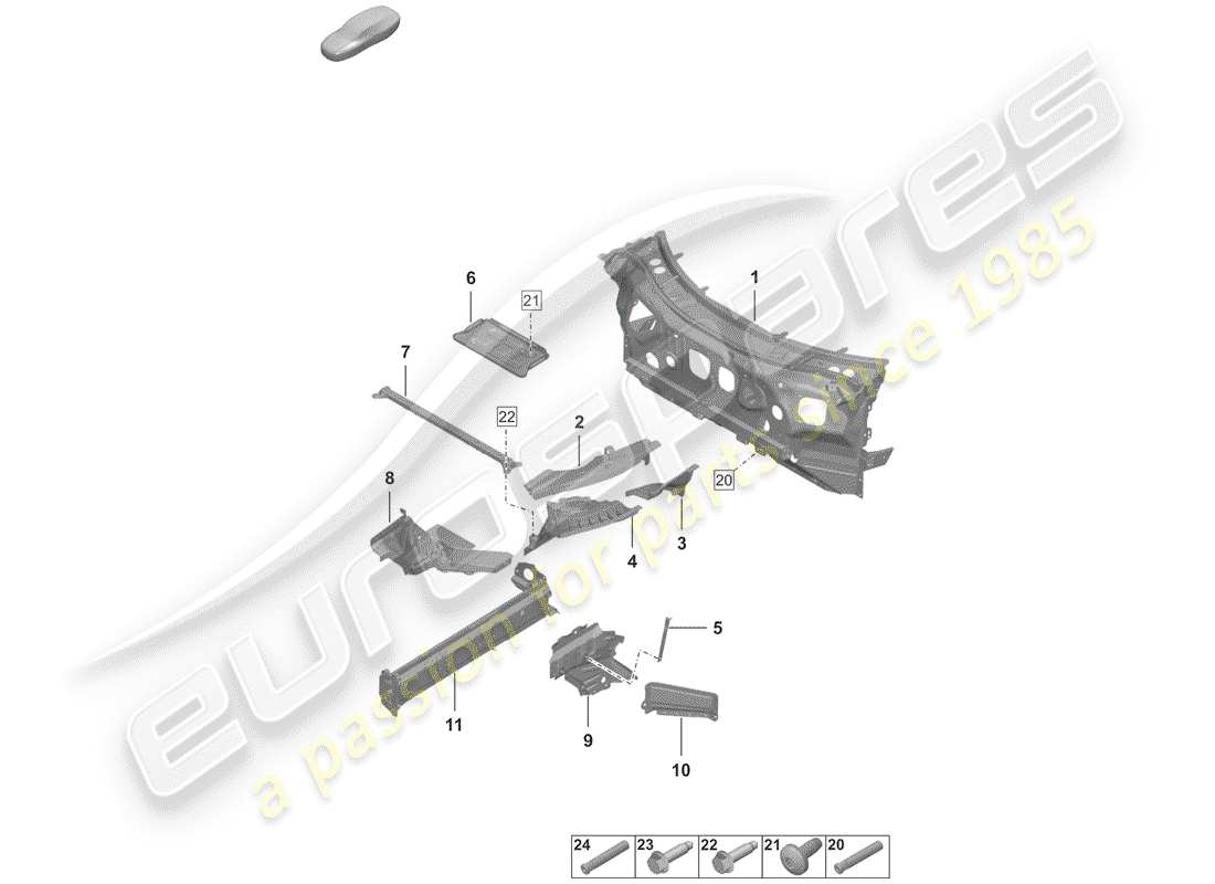 porsche 2019 (992-1) front end part diagram