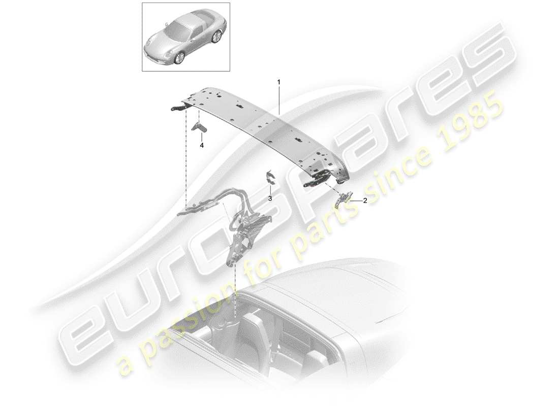 porsche 2015 (991-1) top frame part diagram