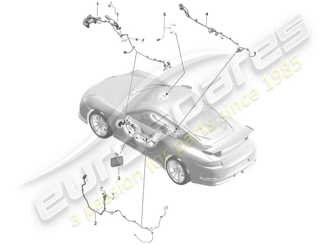 porsche 2014 (991-1 r/gt3/rs) wiring harnesses part diagram