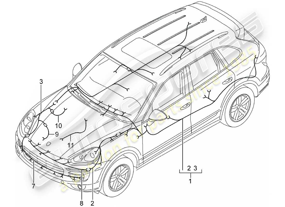 porsche 2013 (cayenne e2 92a) wiring harnesses part diagram