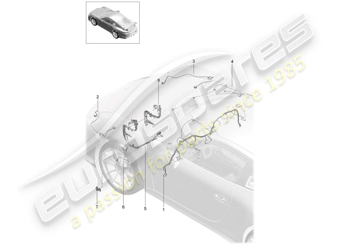 porsche 2020 (991-2 r/gt3/rs) harness part diagram