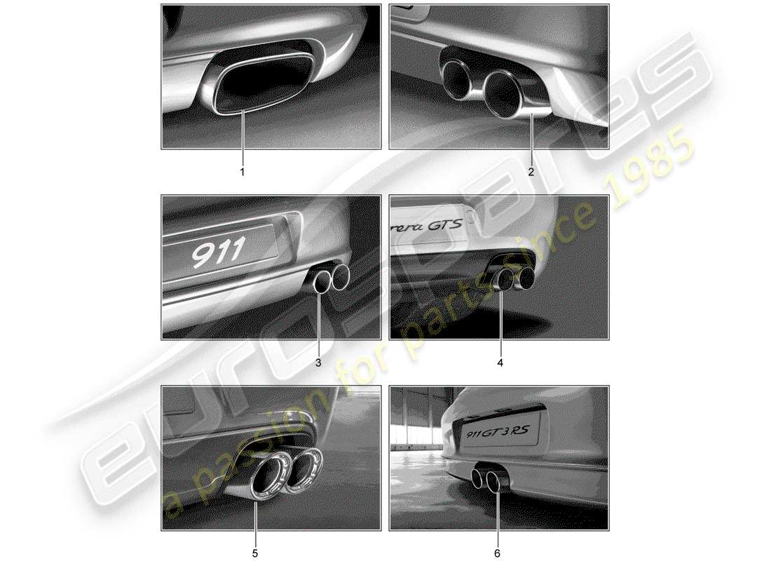 porsche 2005 (tequipment) sports tailpipe part diagram