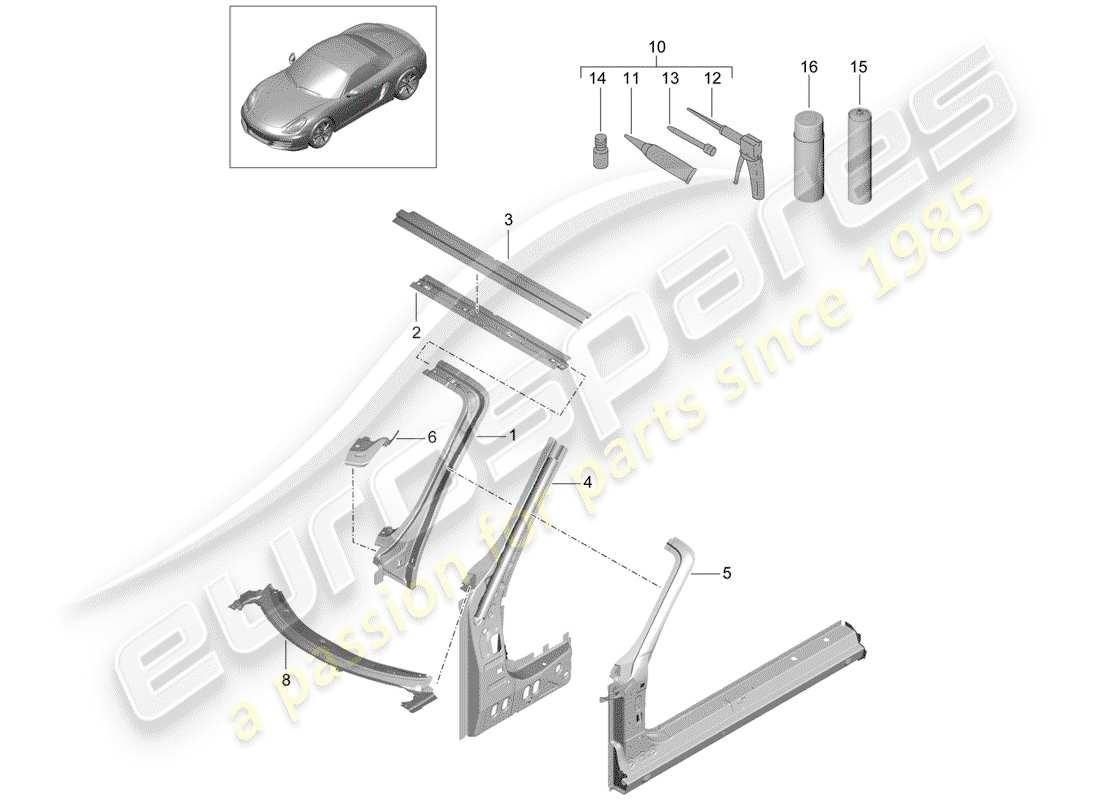 porsche 2012 (981 boxster) cowl parts diagram