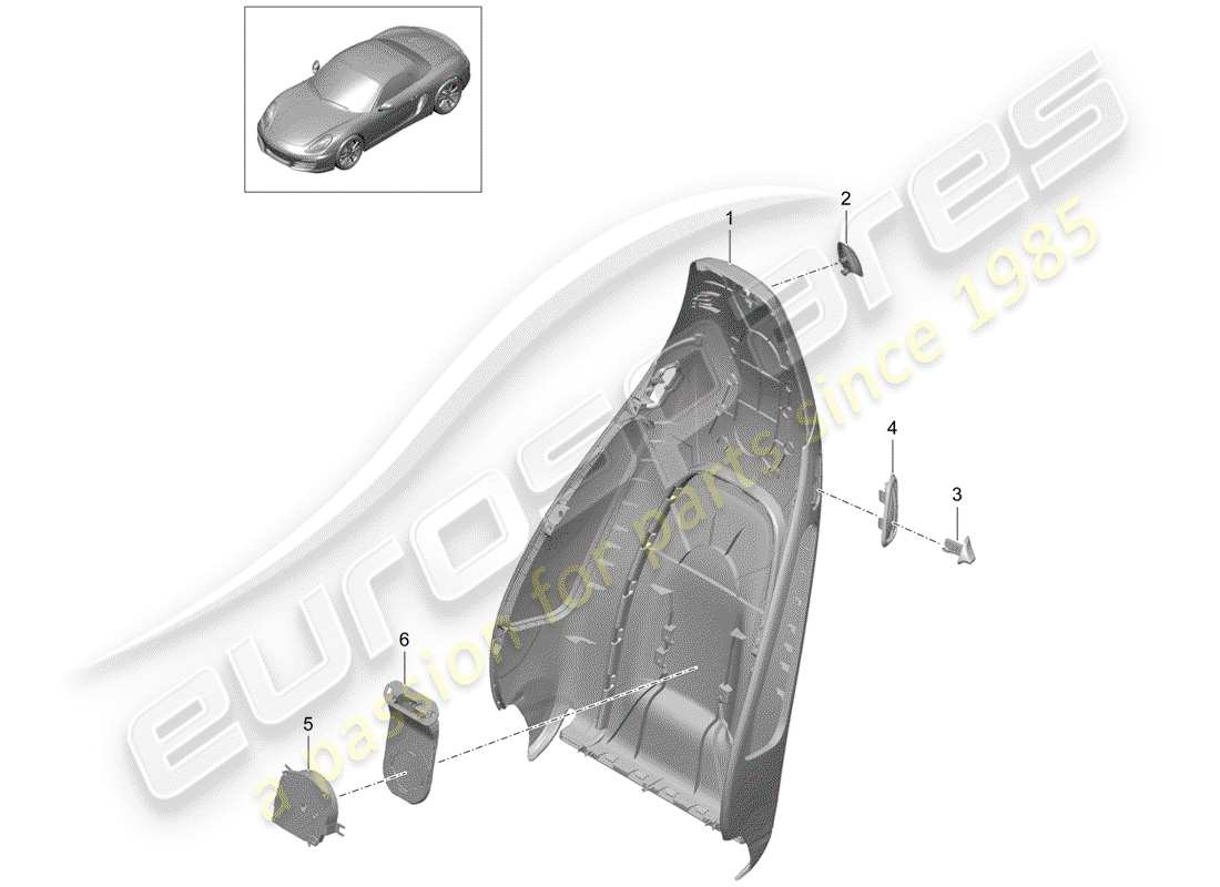 porsche 2012 (981 boxster) backrest shell parts diagram