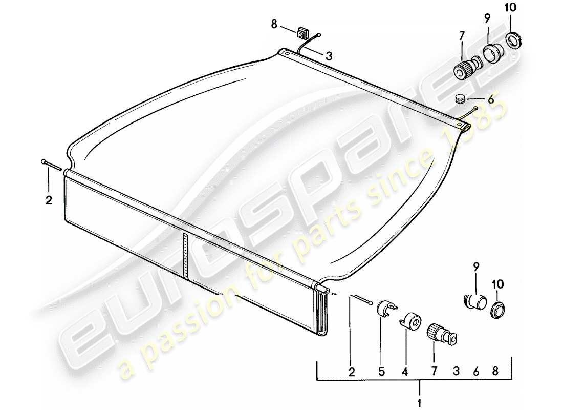 porsche 1986 (928) luggage compartment cover part diagram