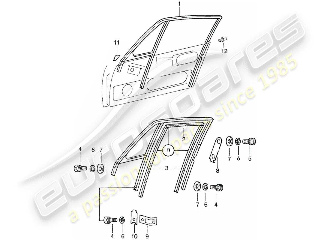 porsche 1987 (959) window frame parts diagram