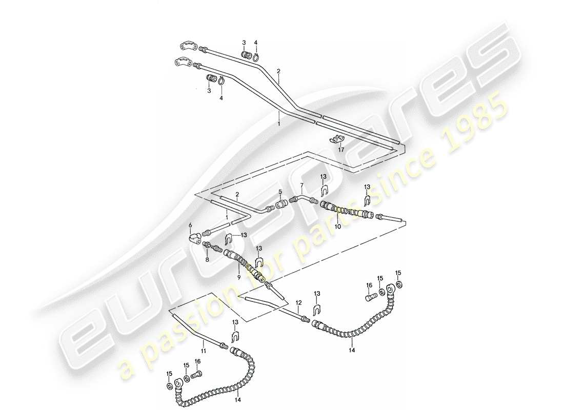 porsche 1988 (959) brake lines parts diagram