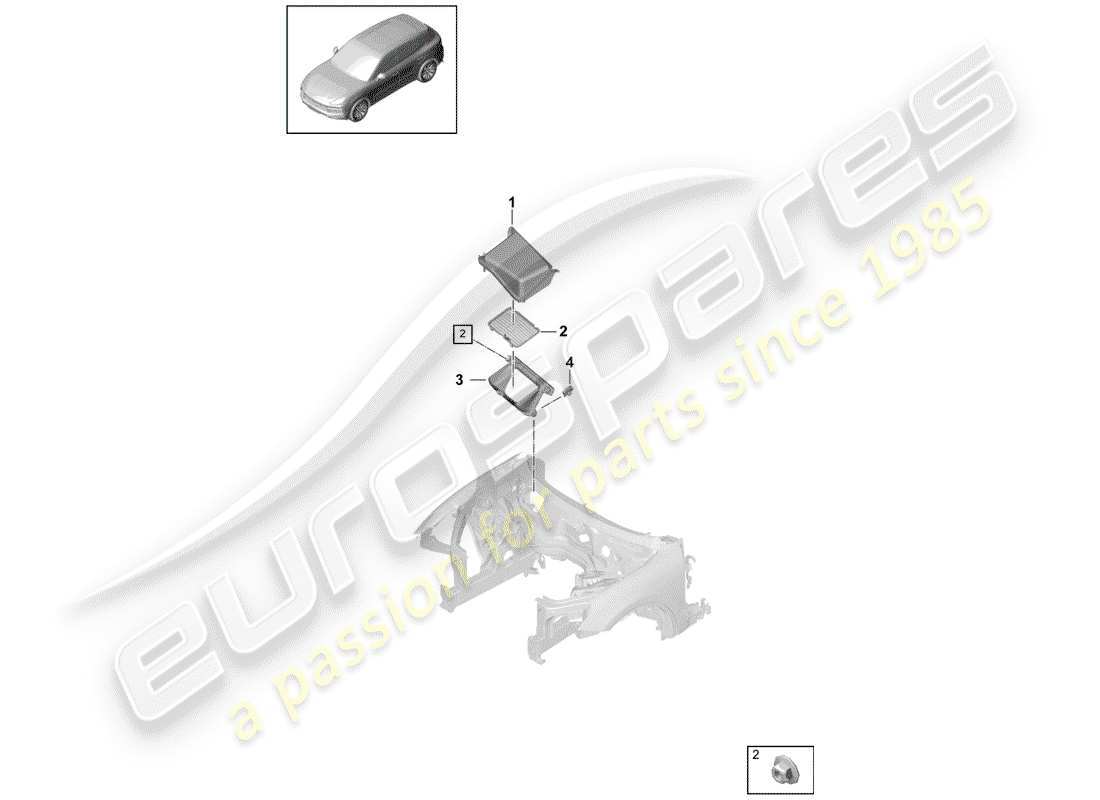 porsche 2018 (cayenne e3 9ya/9yb) fresh air intake part diagram