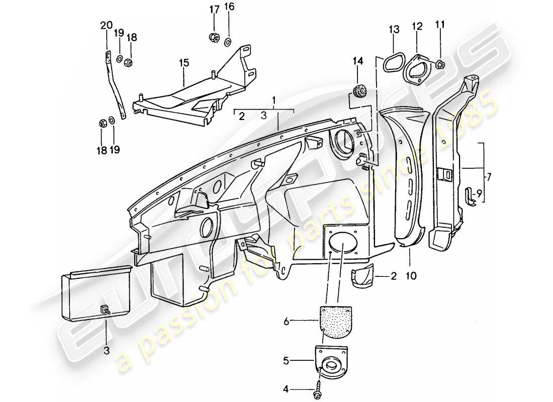 porsche 1998 (993) wheel housing parts diagram