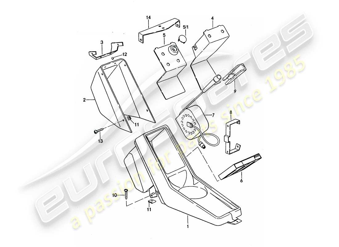 porsche 1977 (911 turbo) center console part diagram