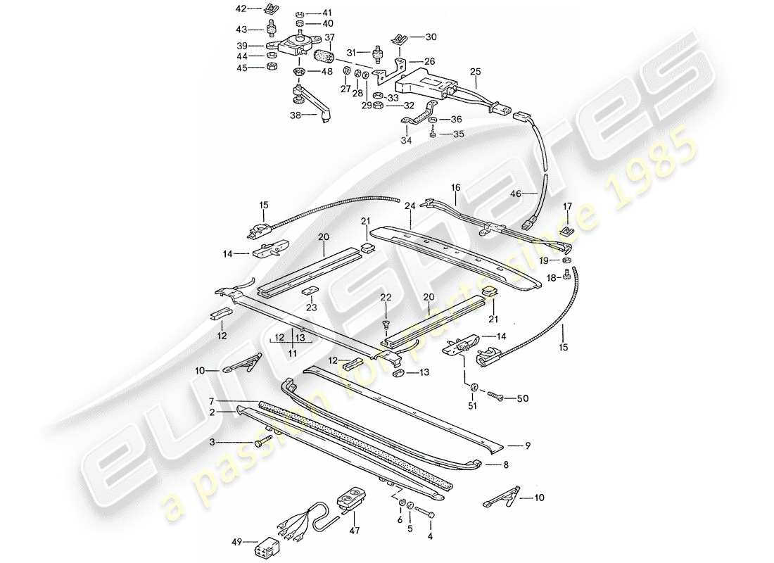porsche 1987 (928) sunroof - electrically adjustable part diagram
