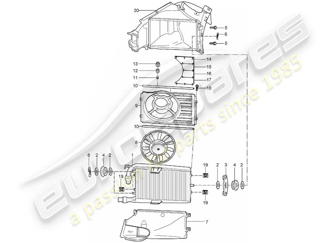 porsche 2005 (carrera gt) water cooling 2 part diagram