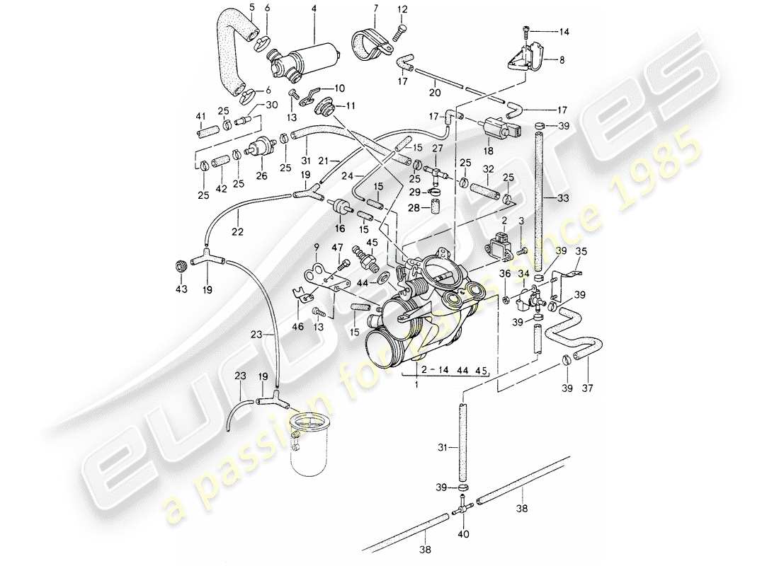 porsche 1998 (993) throttle body parts diagram
