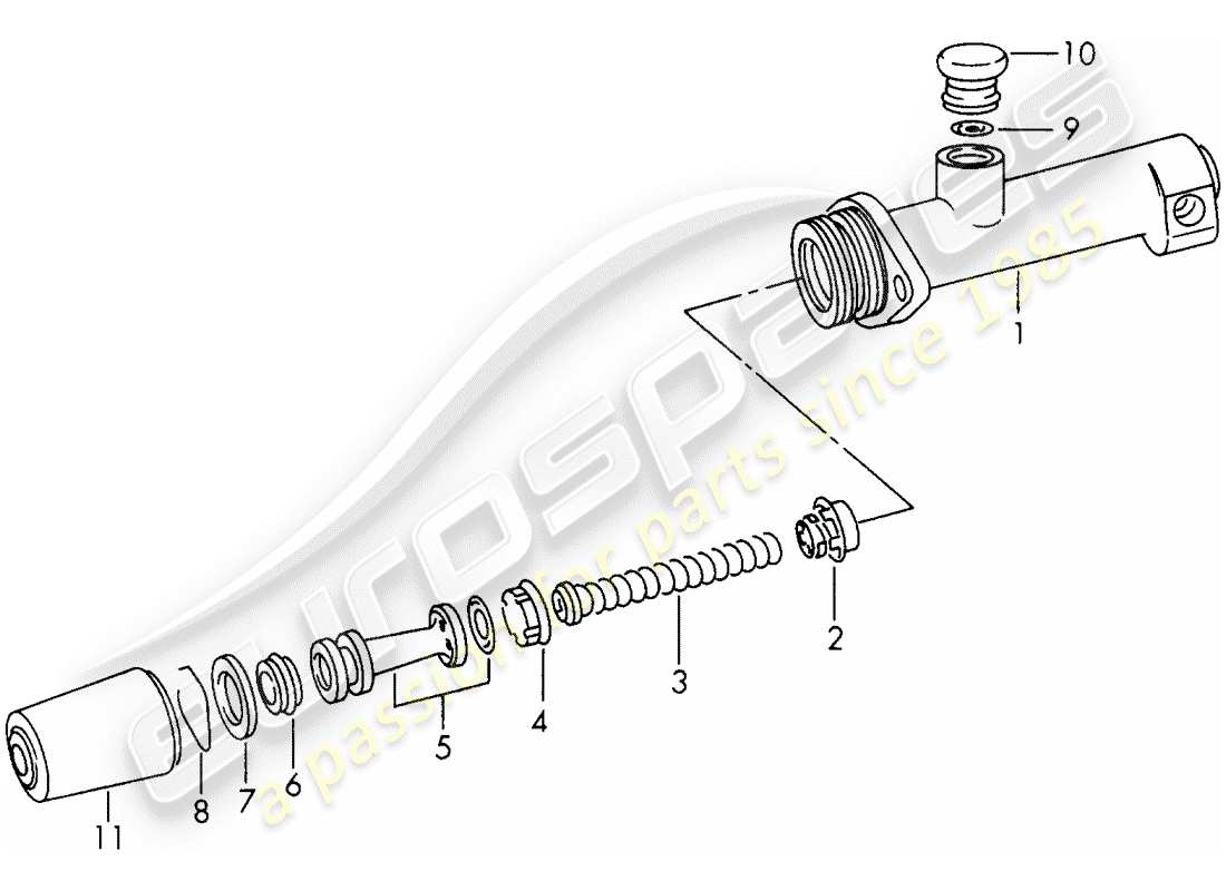 porsche 1967 (911/912) brake master cylinder - single parts - d >> - mj 1967 part diagram