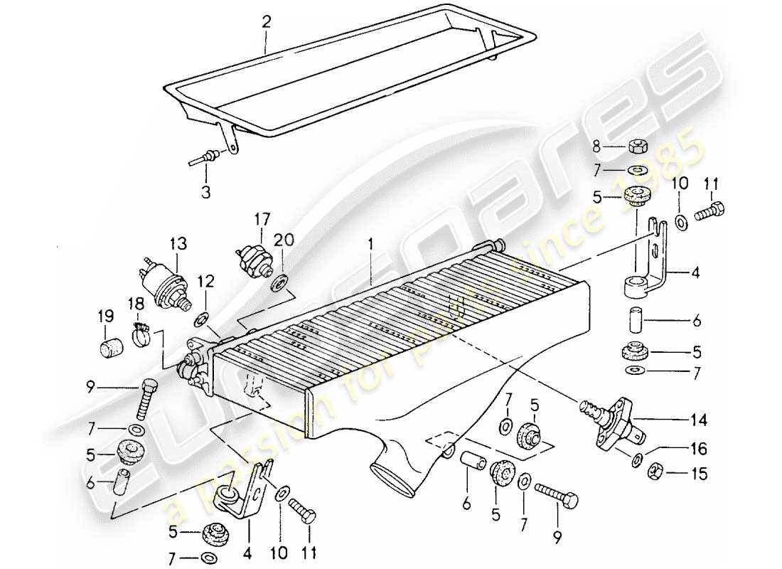 porsche 1990 (964) charge air cooler part diagram