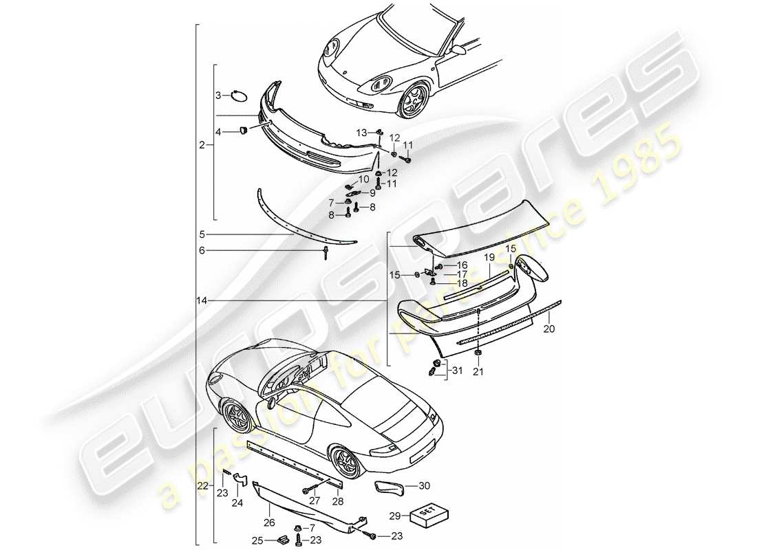 porsche 2003 (tequipment) aerokit part diagram