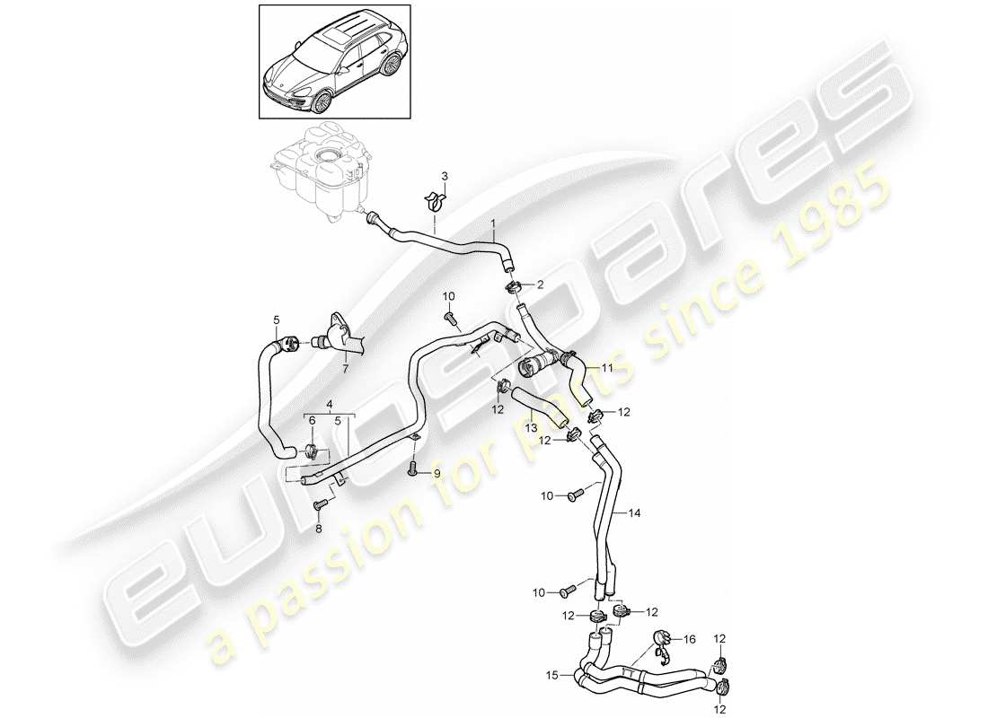 porsche 2013 (cayenne e2 92a) water cooling 4 part diagram