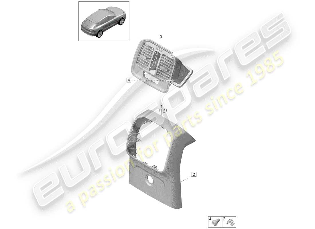 porsche 2020 (macan) center console part diagram
