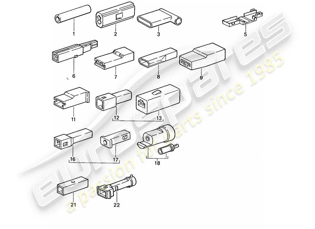 porsche 1990 (944) butt connector - connector housing - single pole part diagram