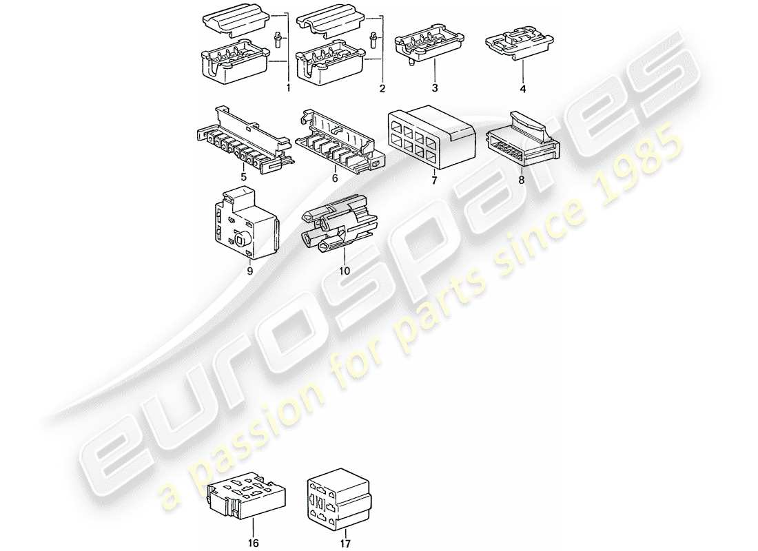 porsche 1991 (944) connector housing - 8-pole - 9-pole part diagram