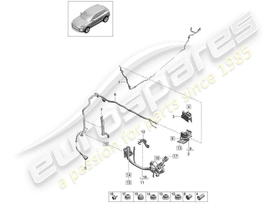 porsche 2020 (macan) harness for battery + part diagram