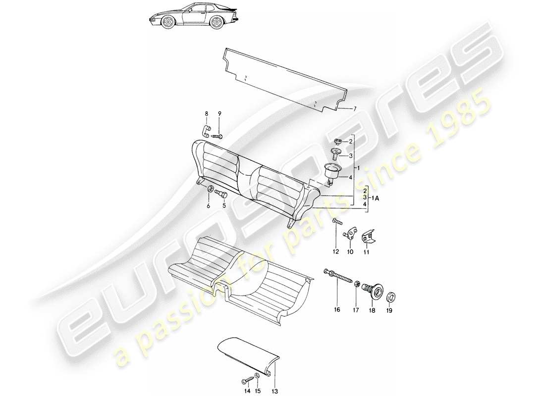 porsche seat 944/968/911/928 (1995) emergency seat - single parts - - d - mj 1989>> - mj 1990 part diagram