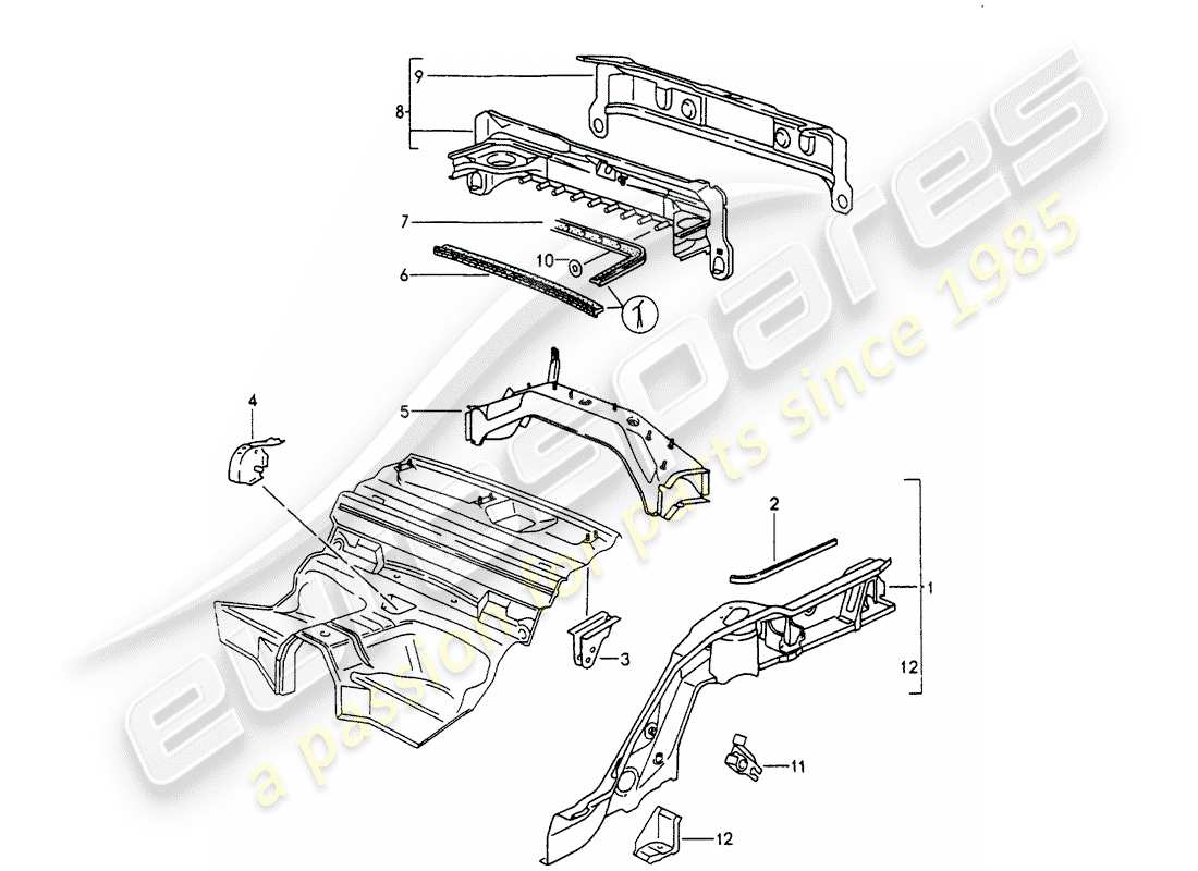 porsche 1998 (993) frame parts diagram