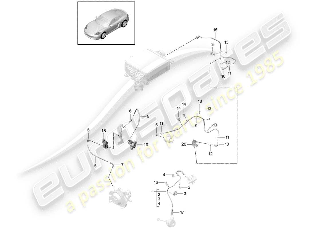 porsche 2020 (718 cayman) control line part diagram