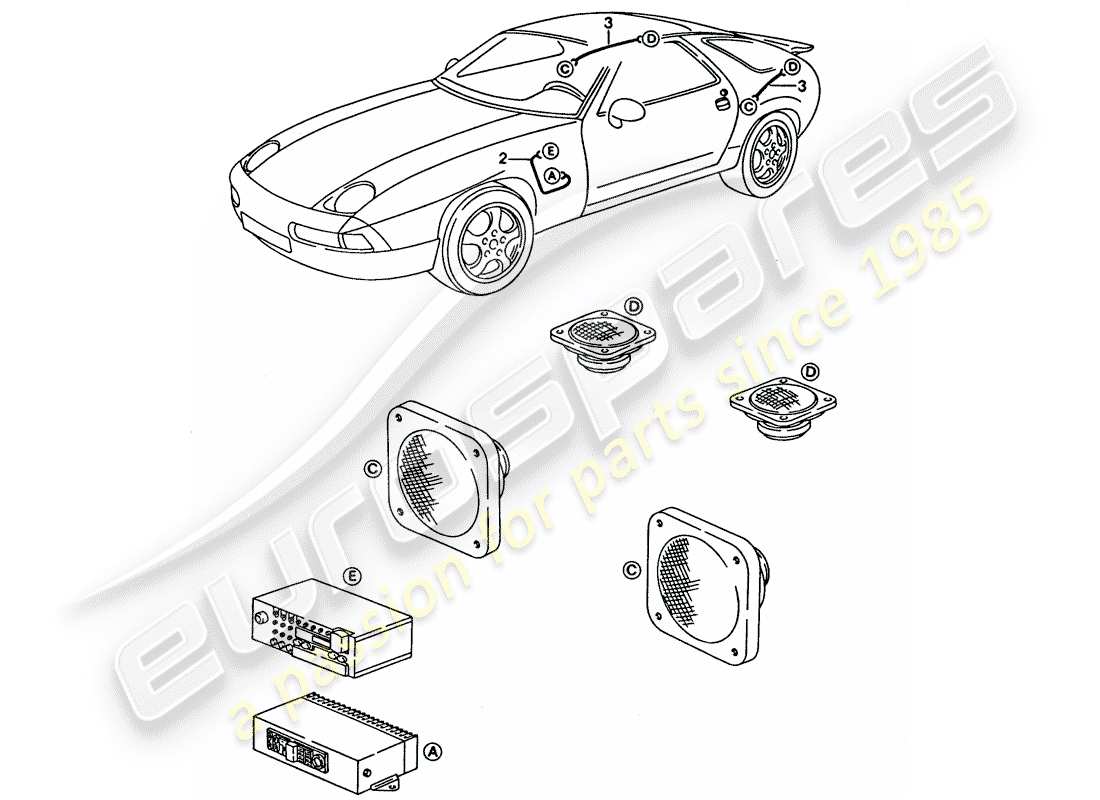 porsche 1992 (928) harness - loudspeaker part diagram