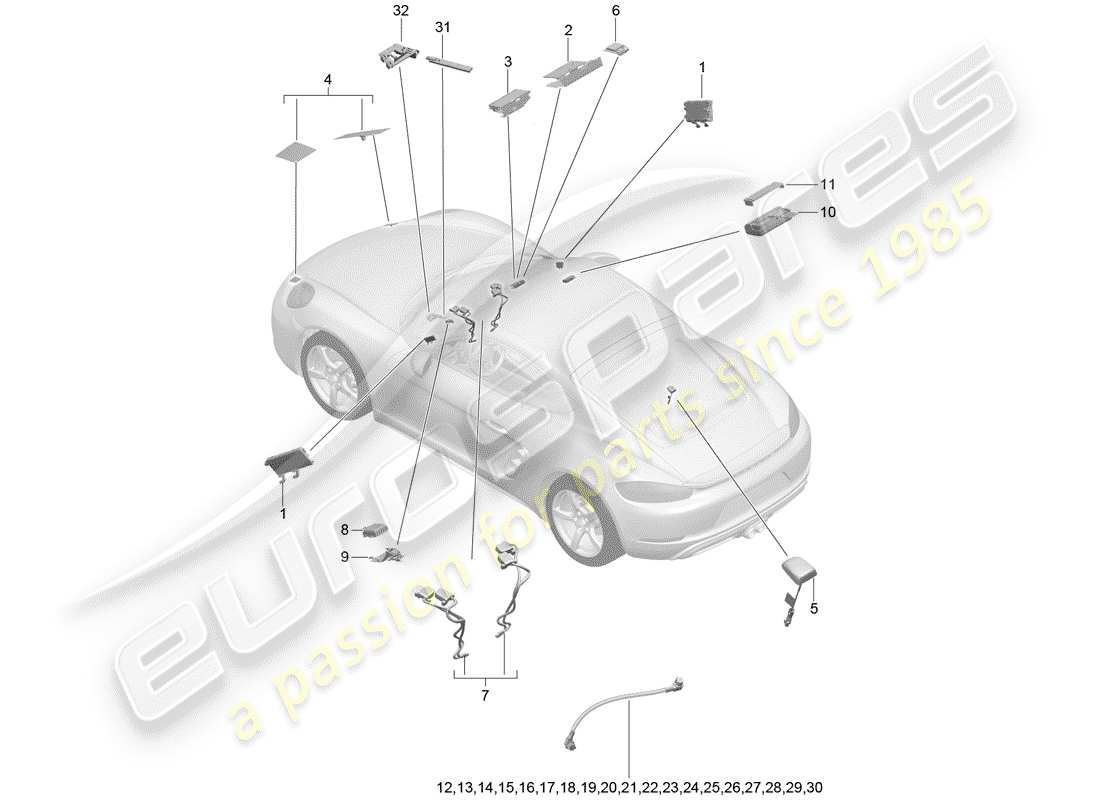 porsche 2017 (718 cayman) antenna part diagram