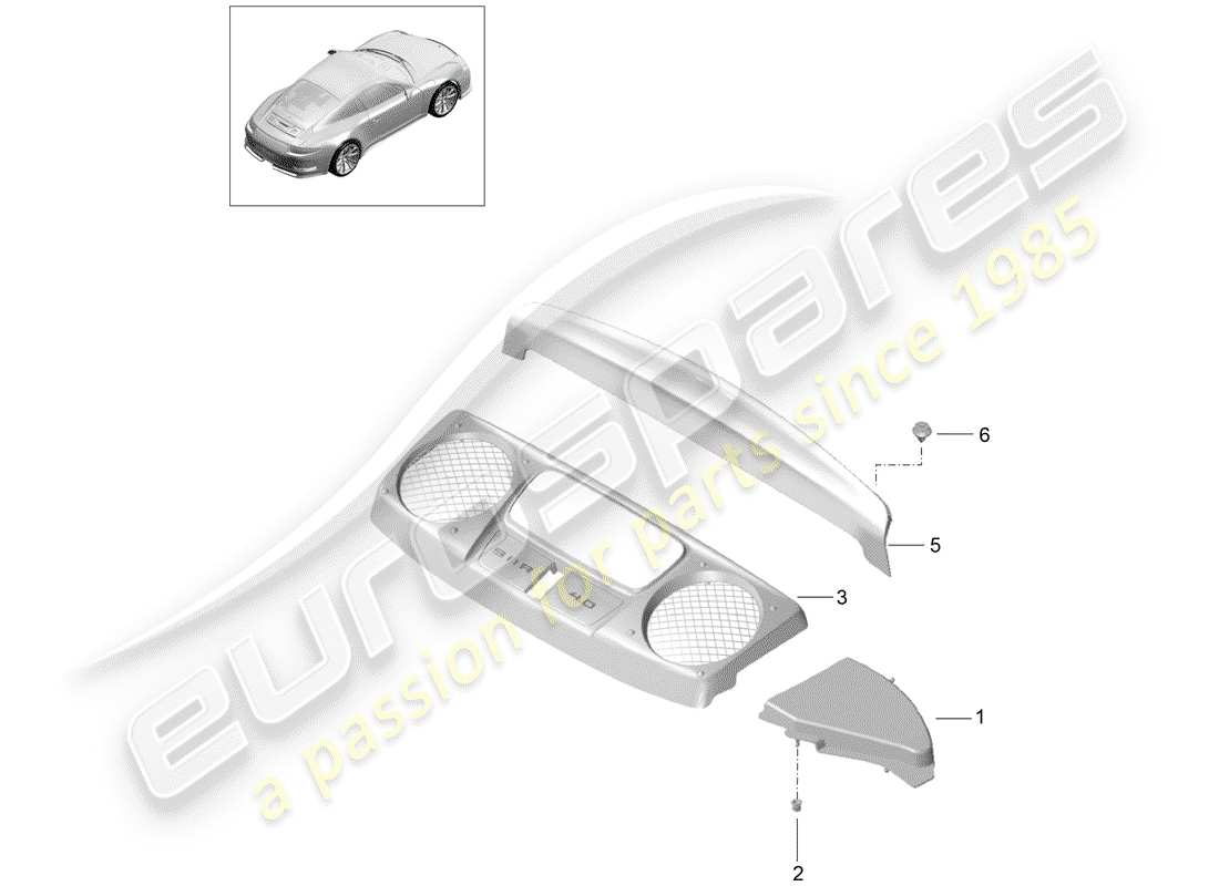 porsche 2014 (991-1 r/gt3/rs) lining part diagram