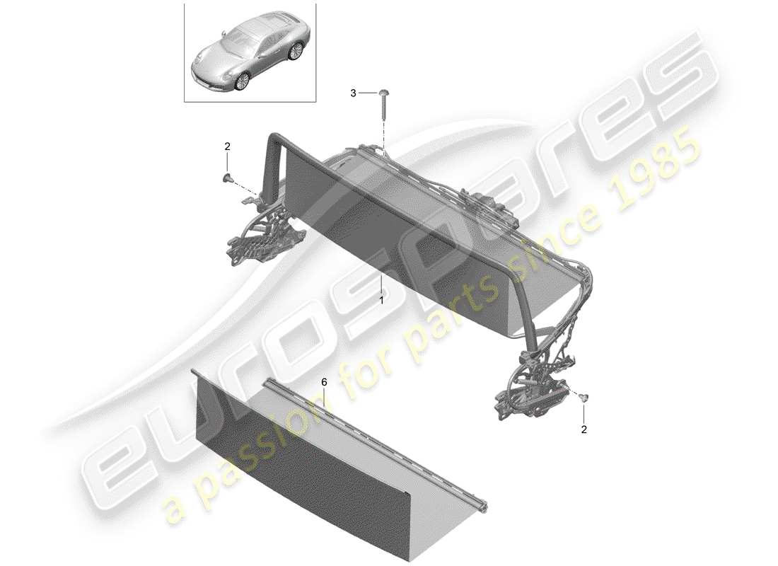 porsche 2019 (992-1) windscreen part diagram