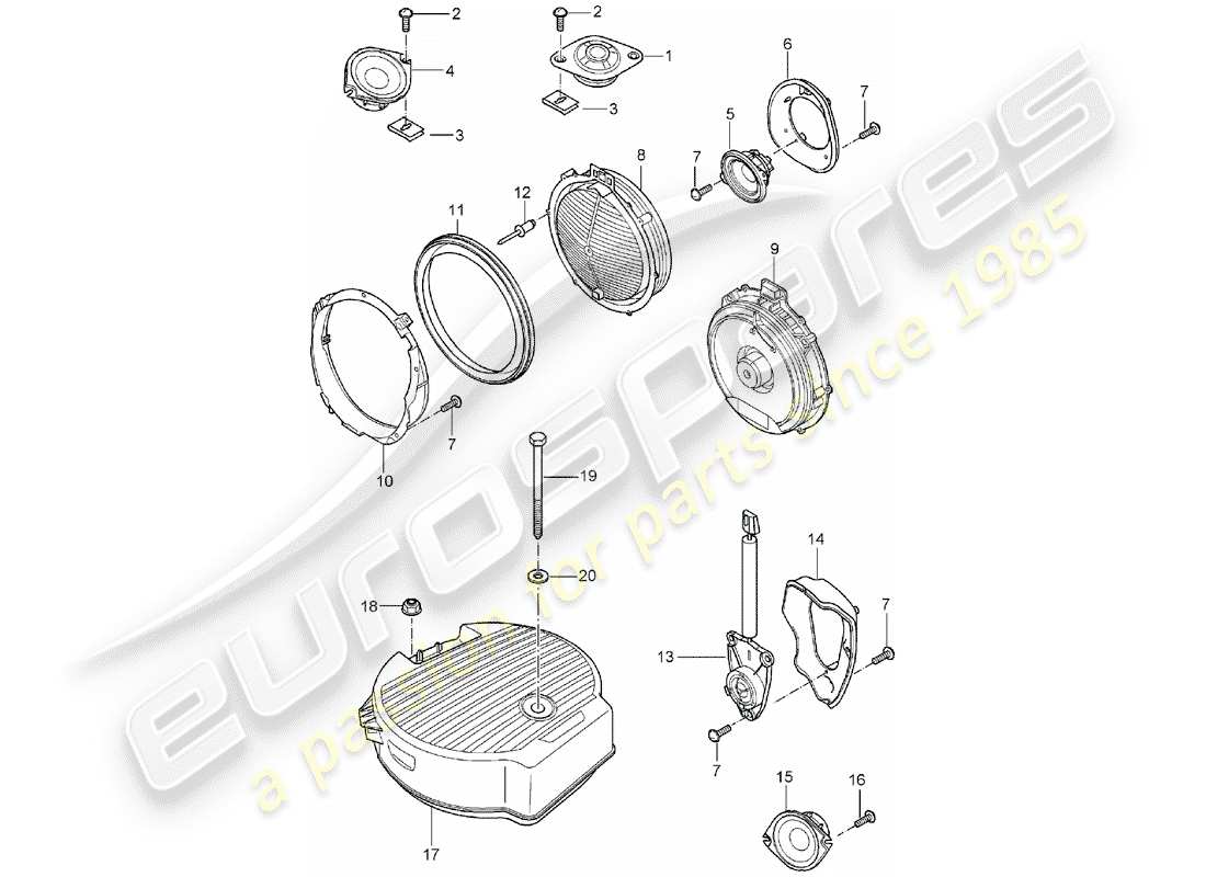 porsche 2003 (cayenne e1 9pa) loudspeaker part diagram
