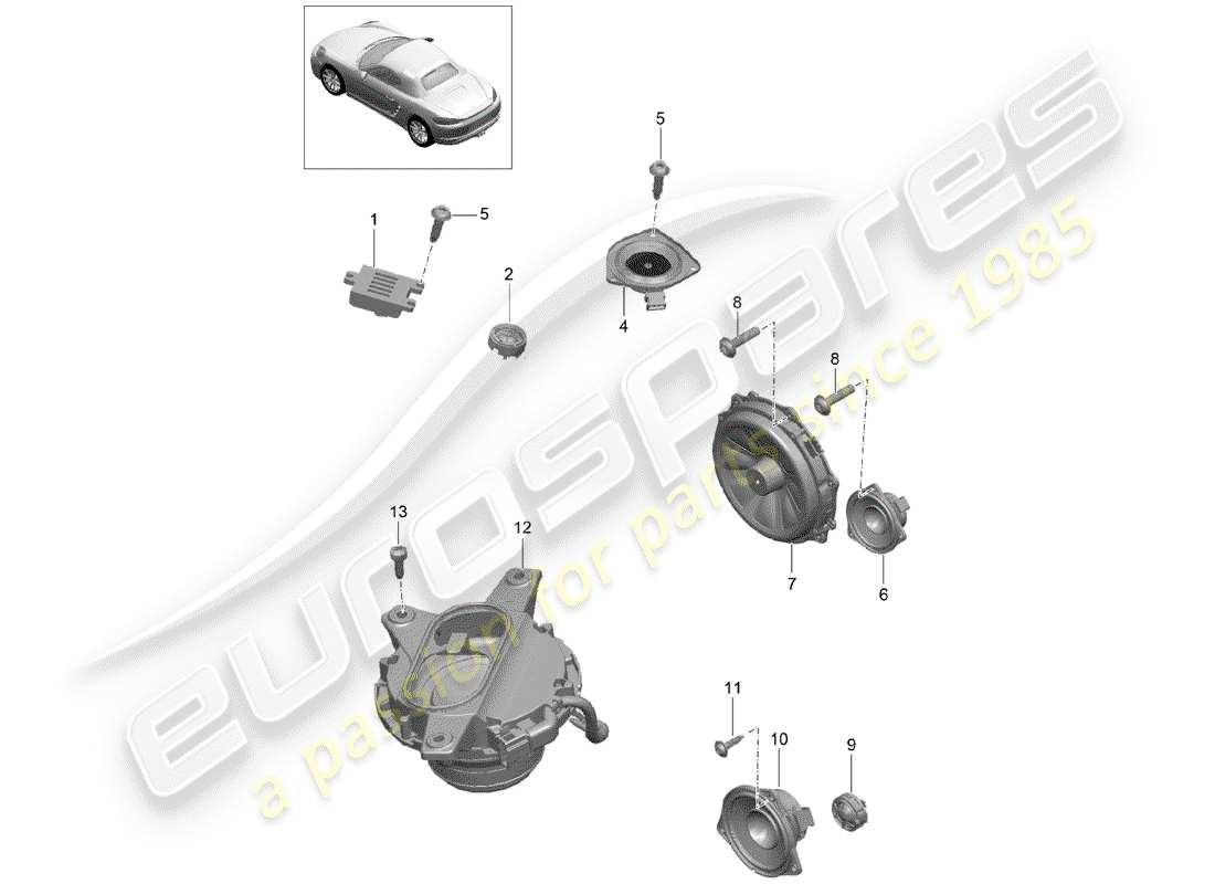 porsche 2017 (718 boxster) loudspeaker part diagram