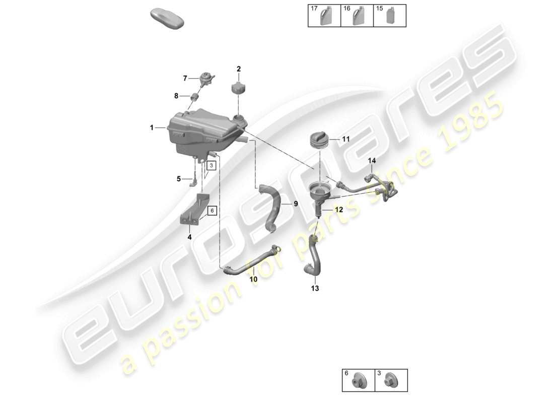 porsche 2020 (718 cayman) coolant expansion tank parts diagram