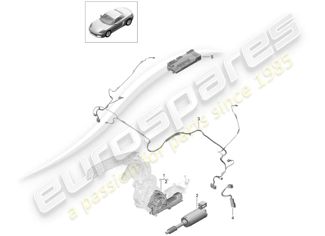 porsche 2020 (718 boxster) top stowage box part diagram
