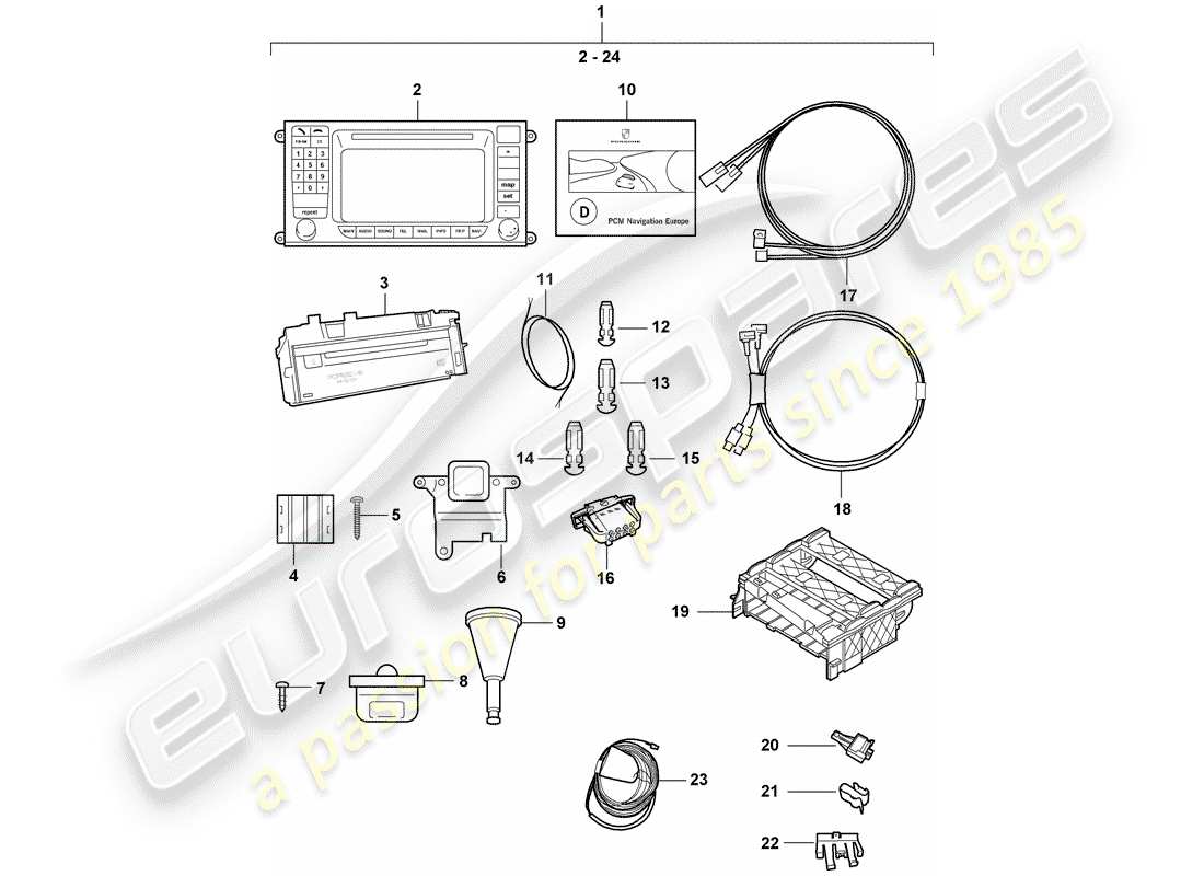 porsche tequipment cayenne (2011) navigation system part diagram