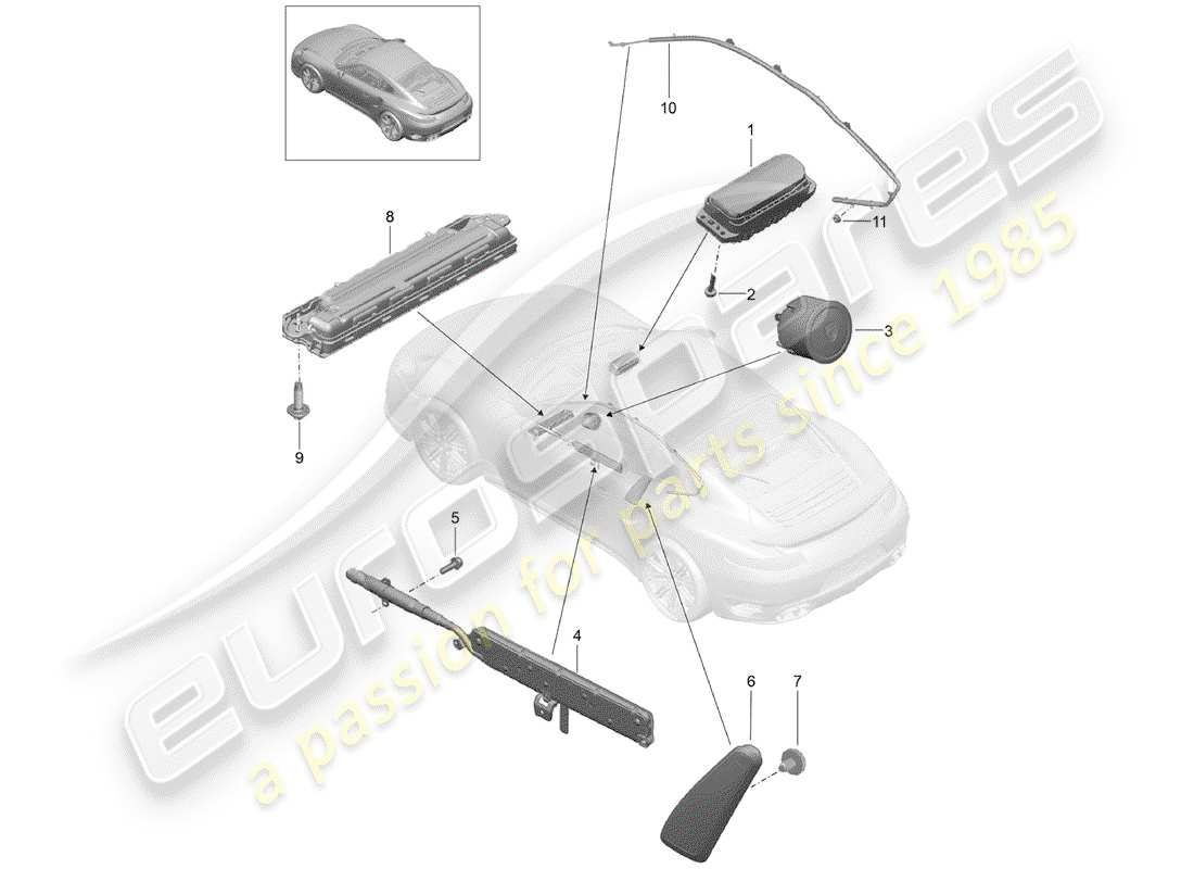 porsche 2015 (991-1 turbo) airbag part diagram