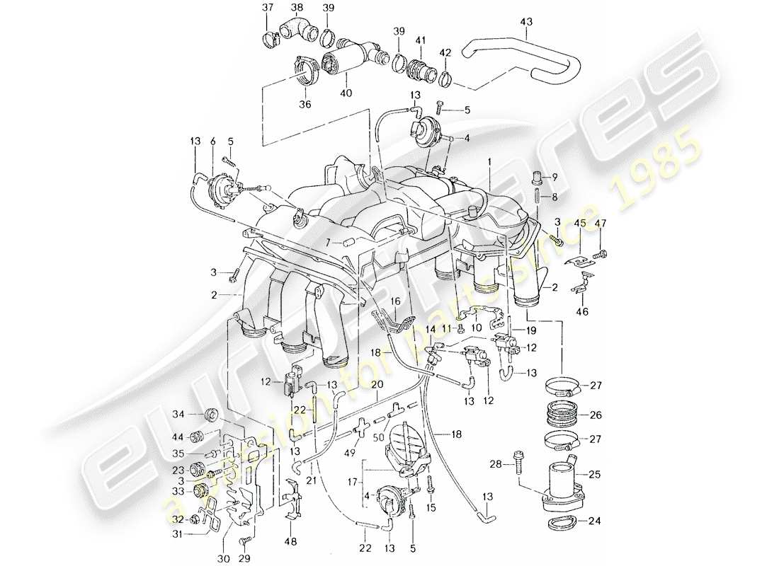 porsche 1998 (993) intake air distributor parts diagram