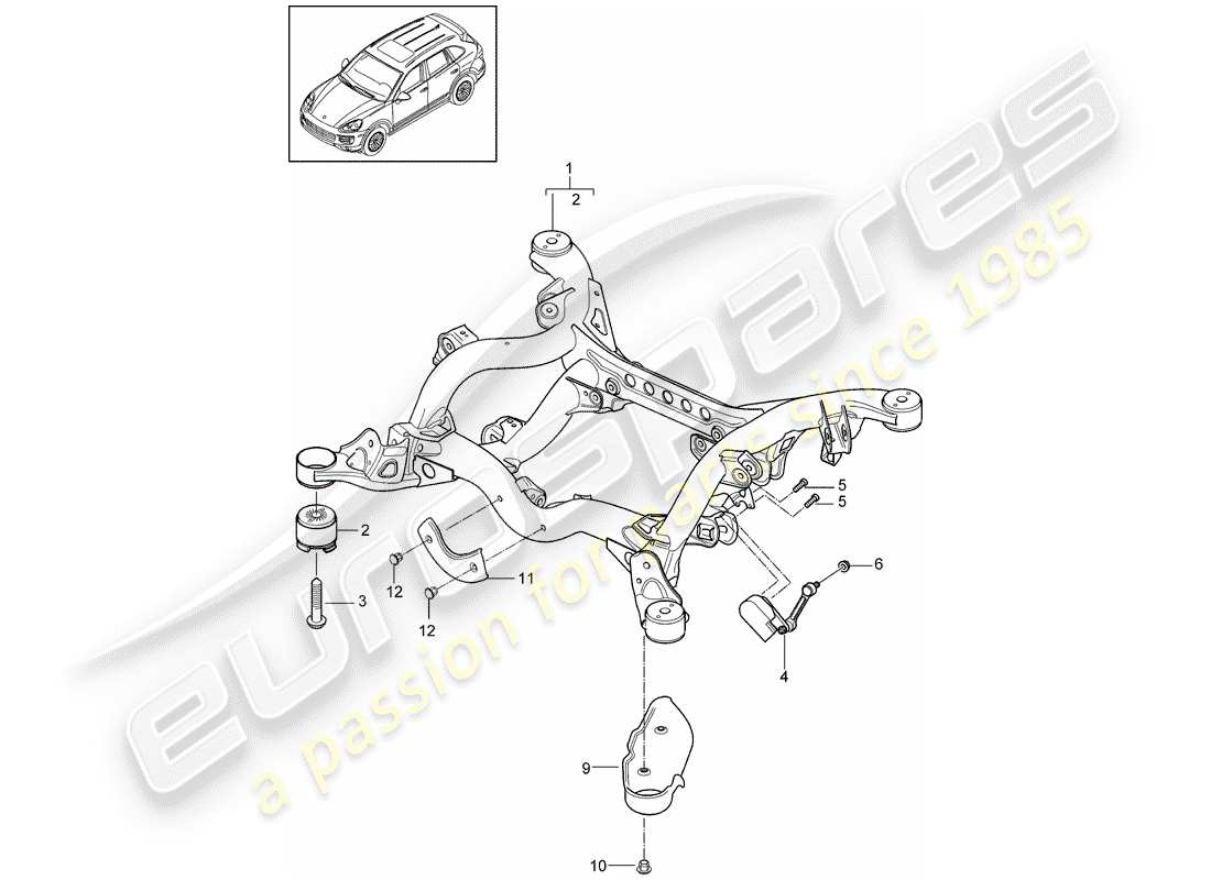 porsche 2017 (cayenne e2 92a) rear axle part diagram