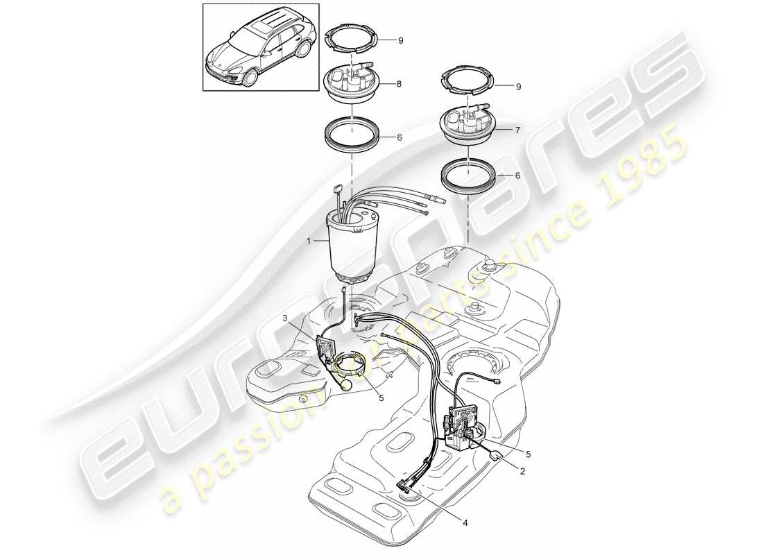 porsche 2017 (cayenne e2 92a) fuel tank part diagram