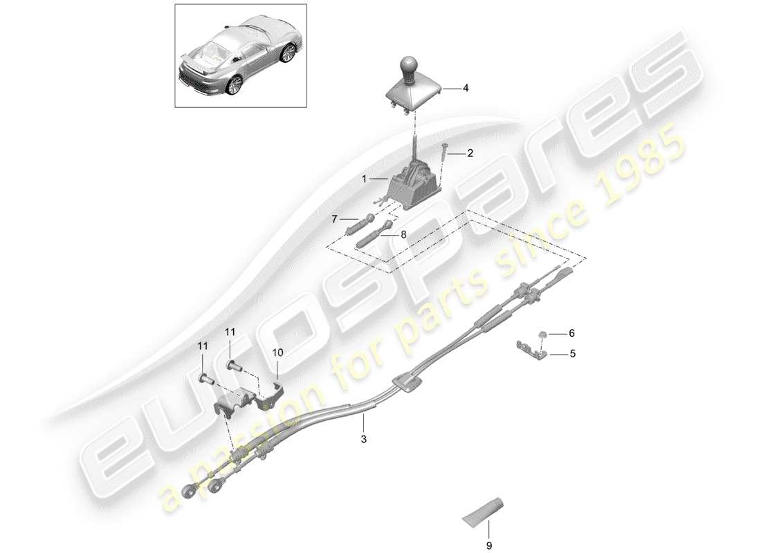 porsche 2020 (991-2 r/gt3/rs) shift mechanism part diagram