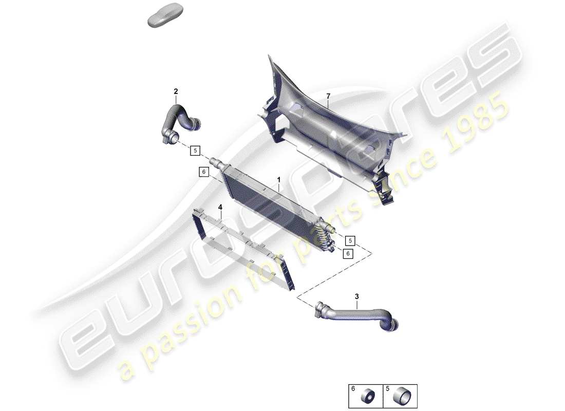 porsche 2020 (718 boxster spyder) radiator parts diagram