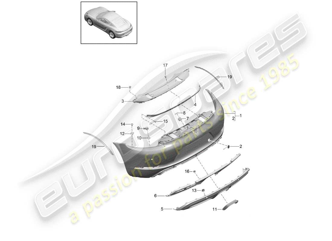 porsche 2020 (718 cayman) bumper part diagram