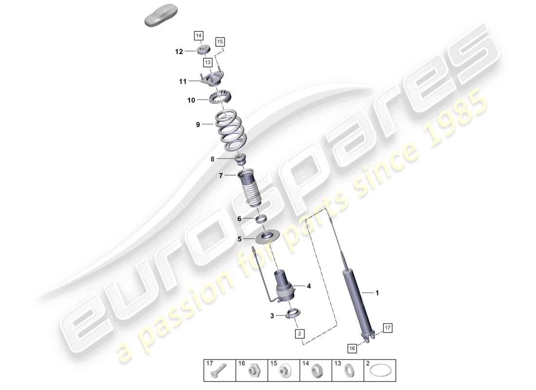 porsche 2019 (992-1) suspension shock absorbers for vehicles with adaptive suspension part diagram