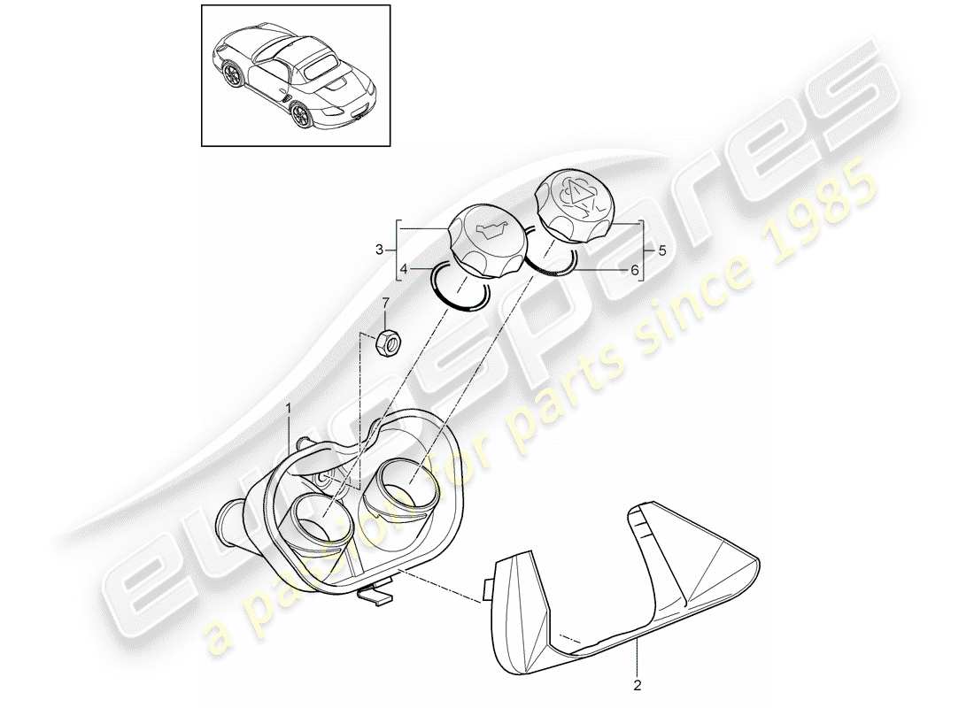 porsche 2012 (987 boxster) water cooling 4 part diagram